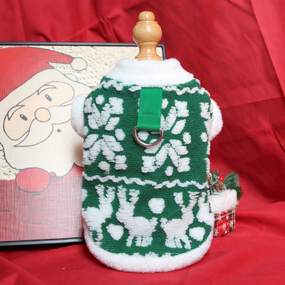 New Christmas Cat And Dog Clothes With Traction Rope Buckle
