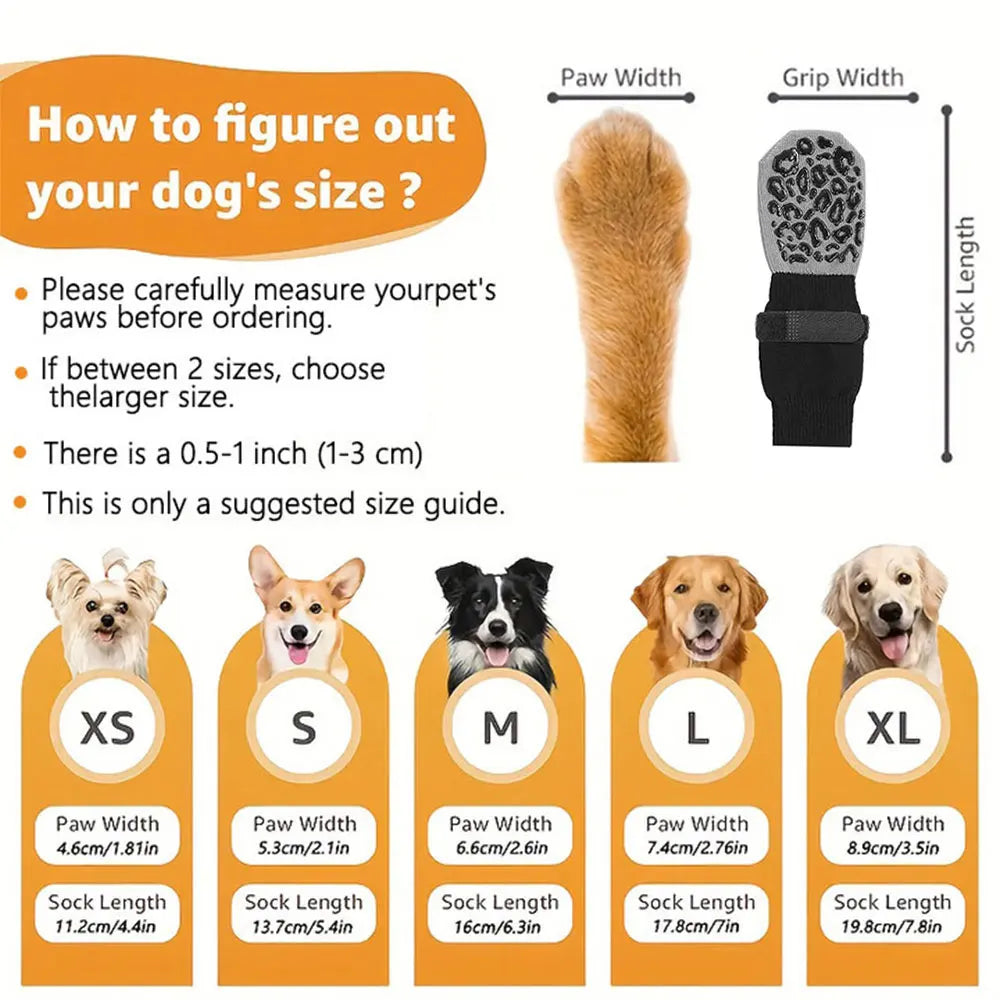 4-Pack Double-Sided Anti-Slip Dog Socks Paw Protection Anti-Scratch for Hardwood Floors Prevent Licking Biting