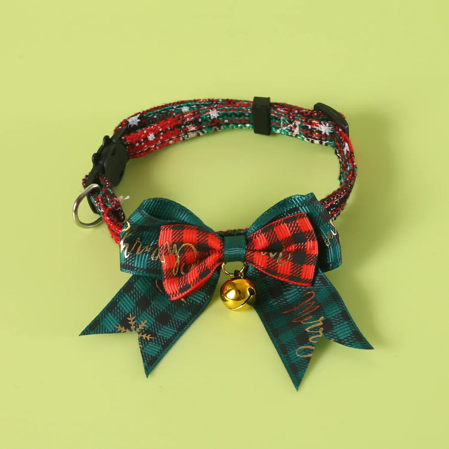 Holiday Pet Plaid Bow Collar Anti-Choke Adjustable