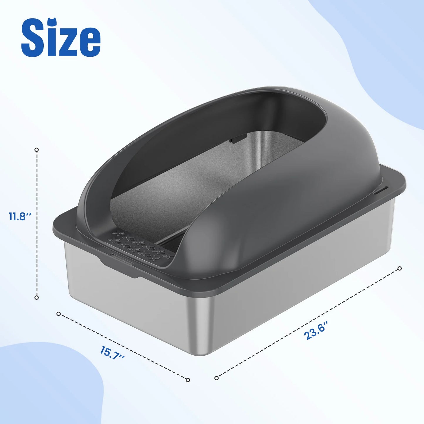 Stainless Steel Cat Litter Box with Lid Scoop and Mat Included