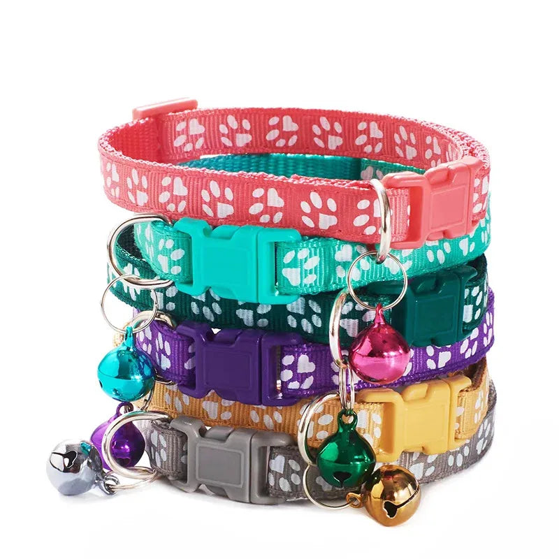 3pcs Cat Pet Collar With Bell Footprints