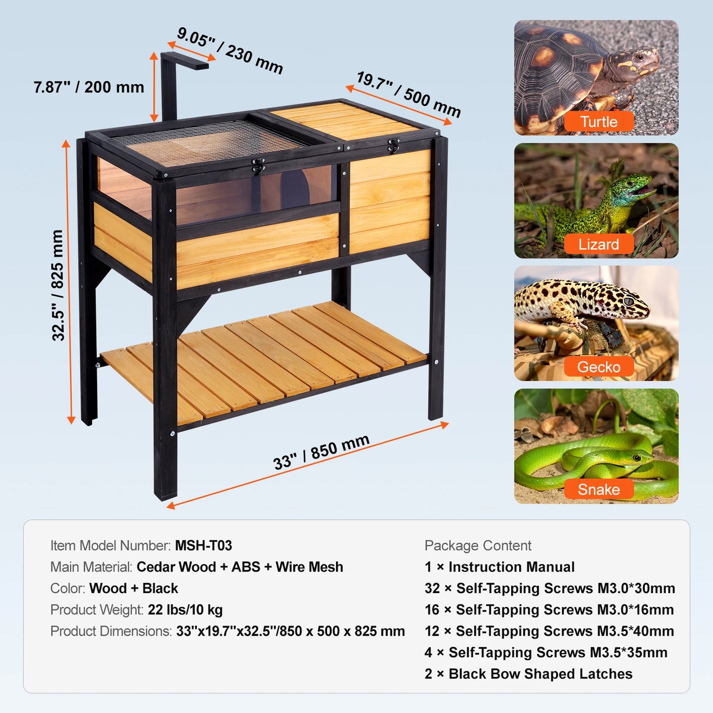 Tortoise Habitat Wooden House with Roof