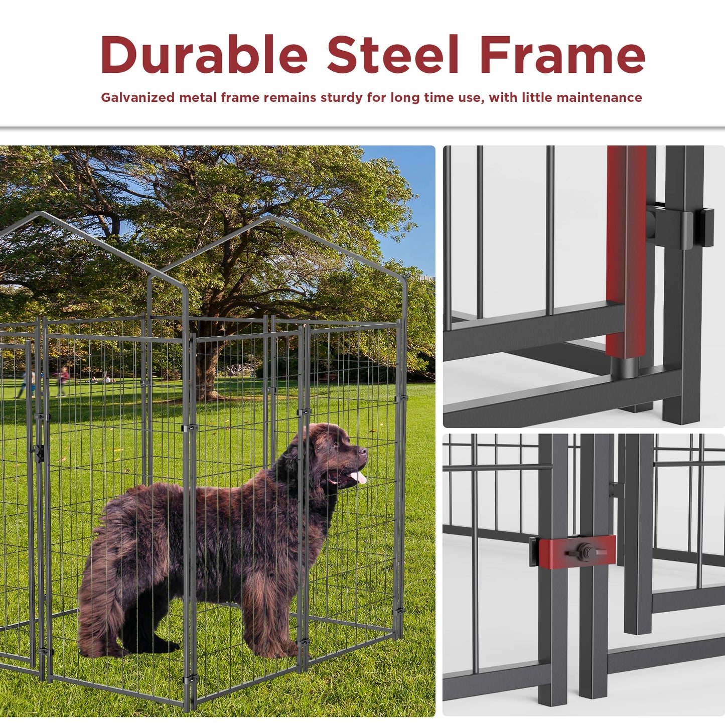 Large Dog Kennel Outdoor with Anti-UV Waterproof Cover