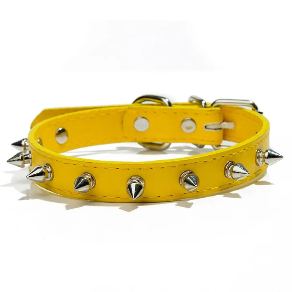 Leather Spiked Pet Collar Adjustable