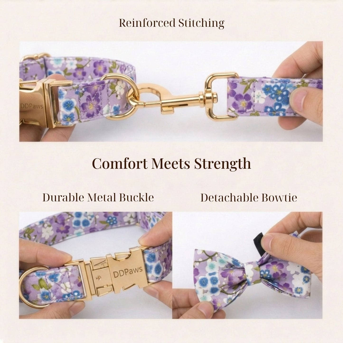 Lilac Meadow Floral Harness Set for Dogs