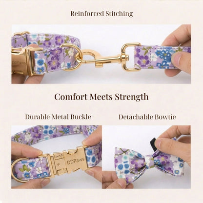 Lilac Meadow Floral Harness Set for Dogs