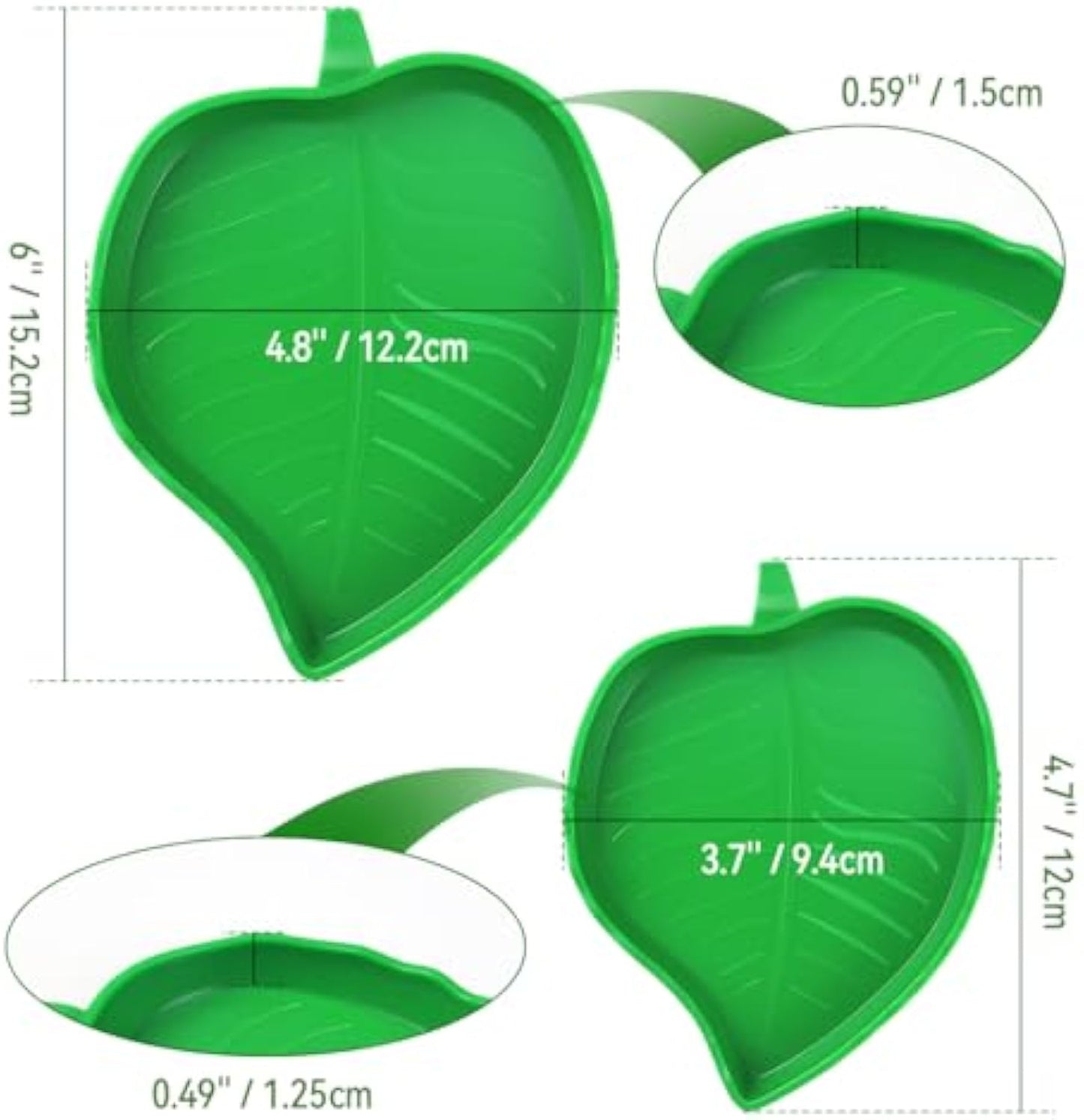 2 Pcs Leaf Reptile Food Dish and Water Bowl