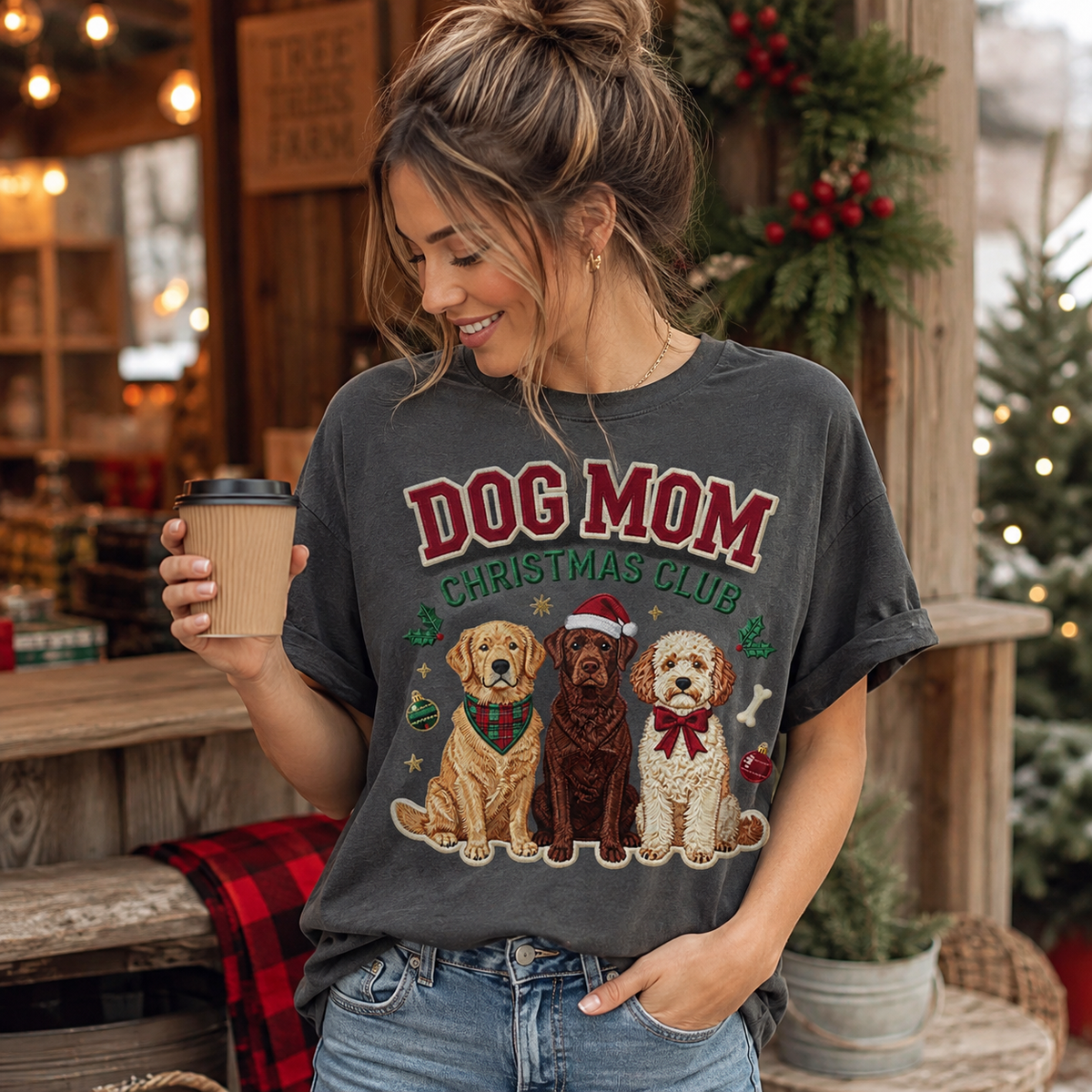 Dog Mom Christmas Club Tee - 4 Colors