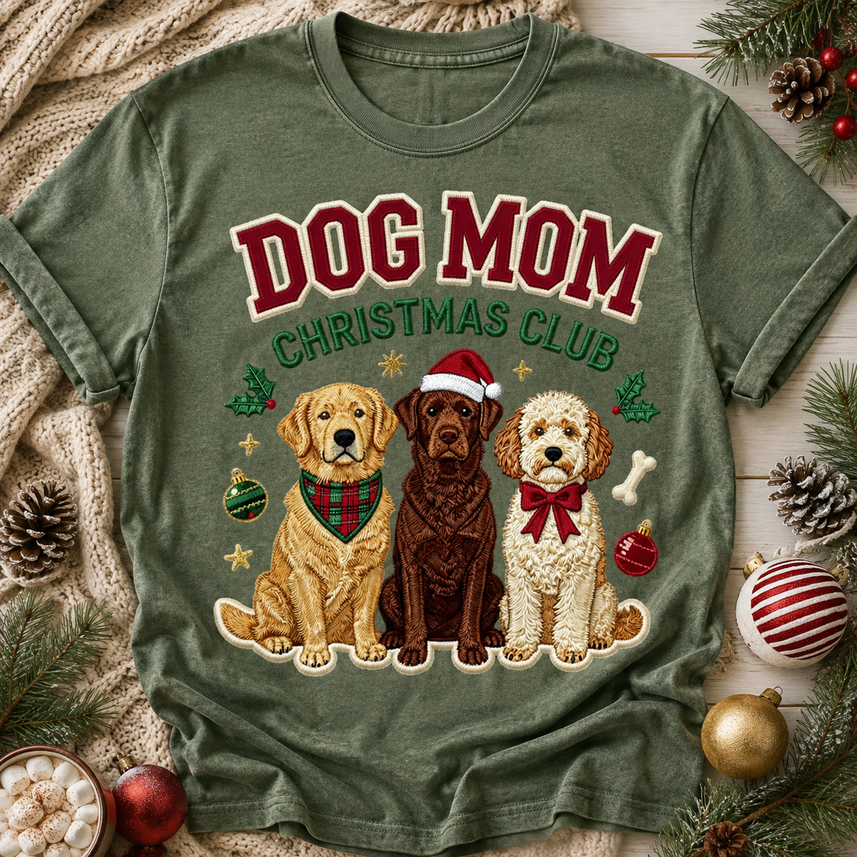 Dog Mom Christmas Club Tee - 4 Colors