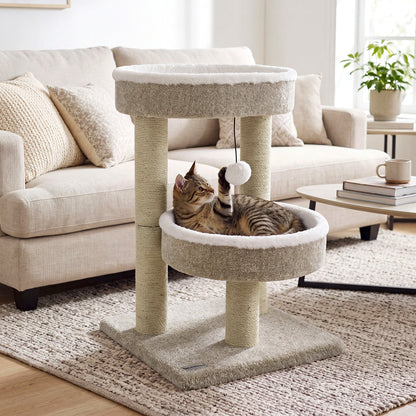 Cat Tower with Plush Perches & Scratching Posts