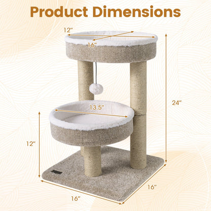 Cat Tower with Plush Perches & Scratching Posts
