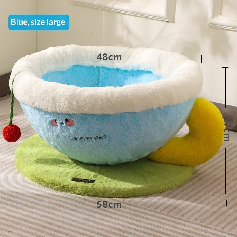 Sisal Rope Cat Scratcher Integrated With Coffee Cup Cat Bed