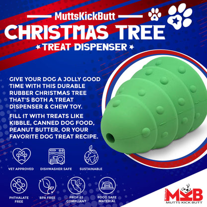 Christmas Tree With Treat Dispenser Toy - Durable Rubber for Large dogs