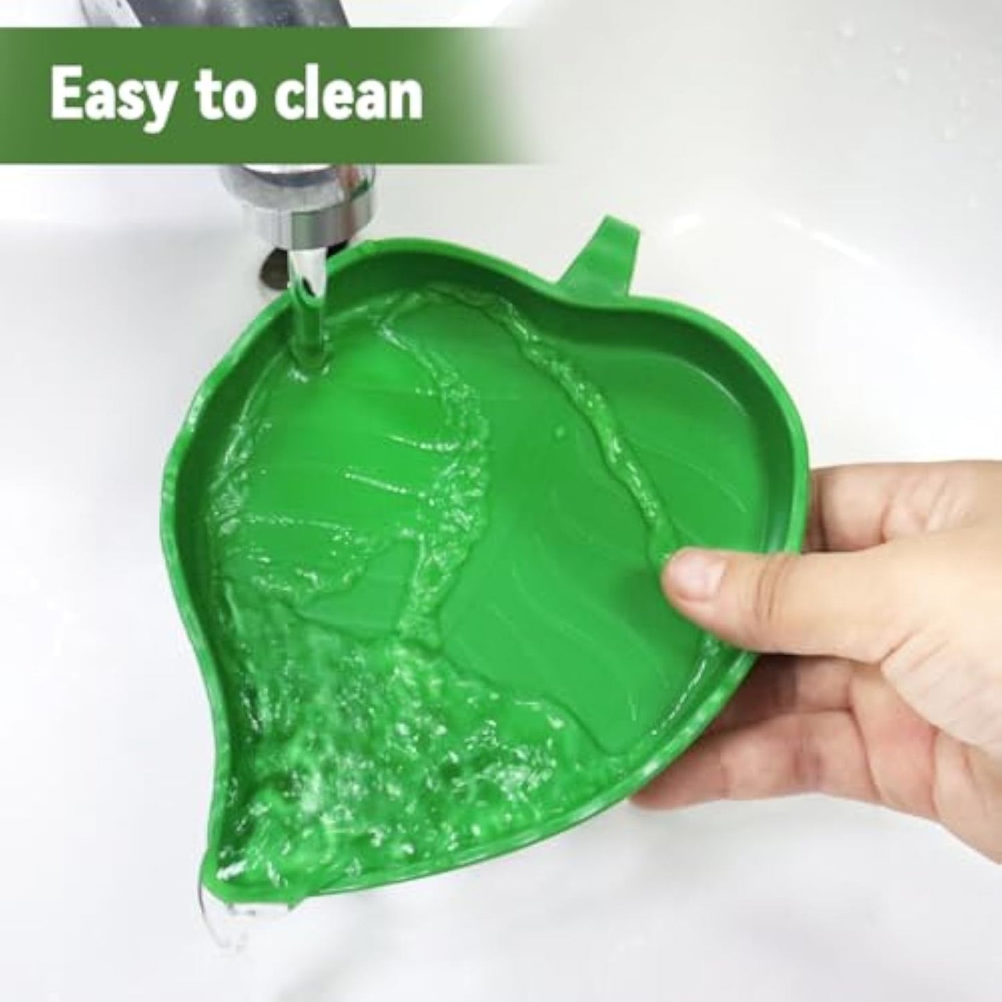2 Pcs Leaf Reptile Food Dish and Water Bowl