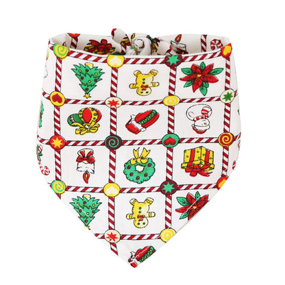 Dogs Cats Christmas Cotton Printed Triangle Scarf