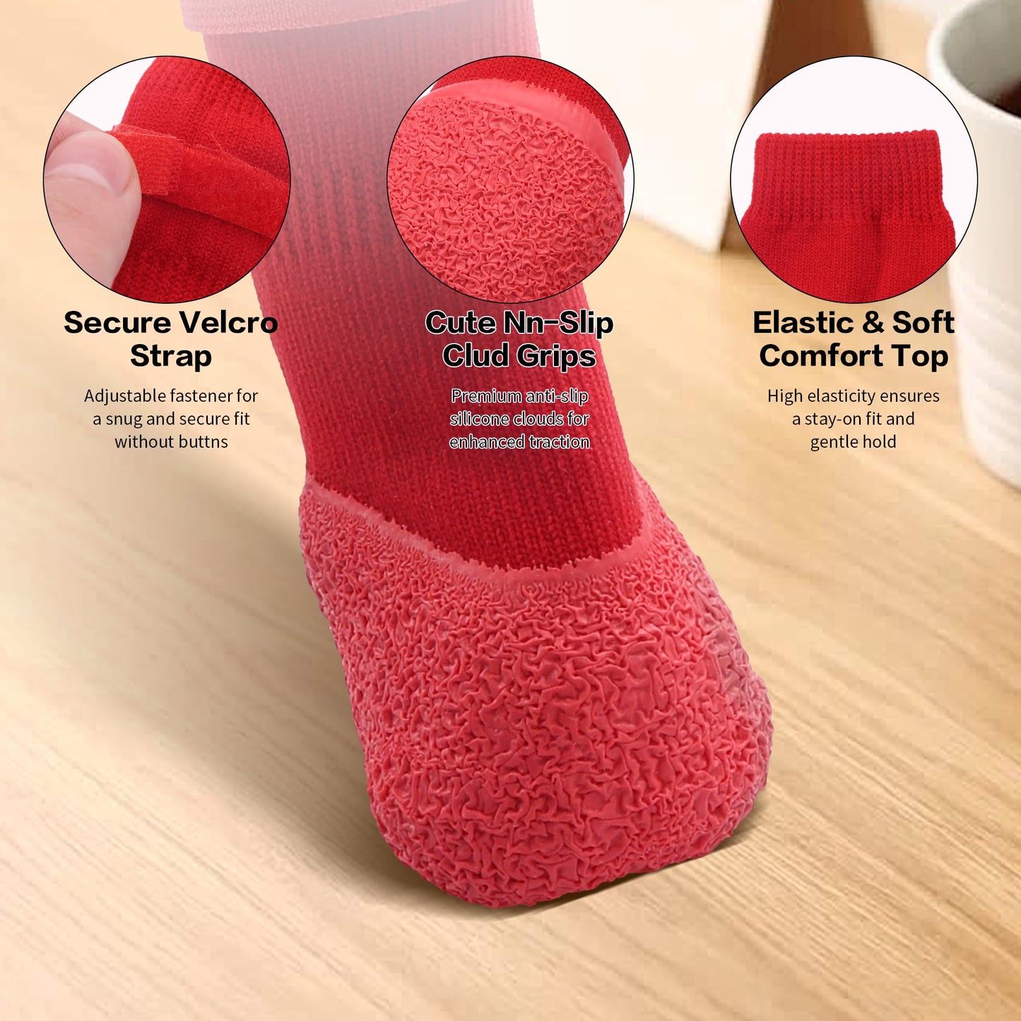 Anti Slip Dog Socks For Hardwood /Paw Protectors Booties -4Pcs