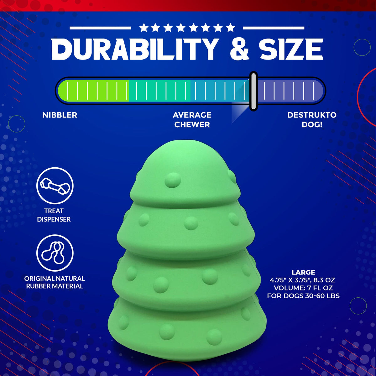 Christmas Tree With Treat Dispenser Toy - Durable Rubber for Large dogs