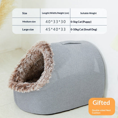 Enclosed Pet Bed, Portable For Small Dogs, Cats