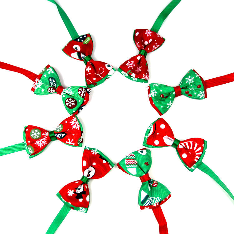 Handmade Christmas Ribbon Dog Bow Ties