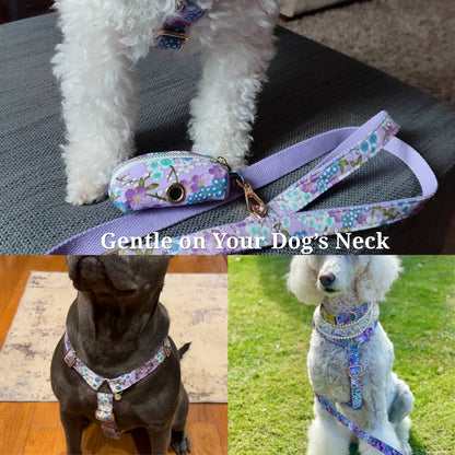 Lilac Meadow Floral Harness Set for Dogs