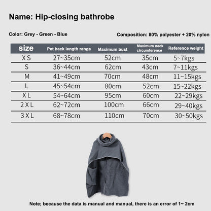 Dog Bathrobe Towel Drying Clothes
