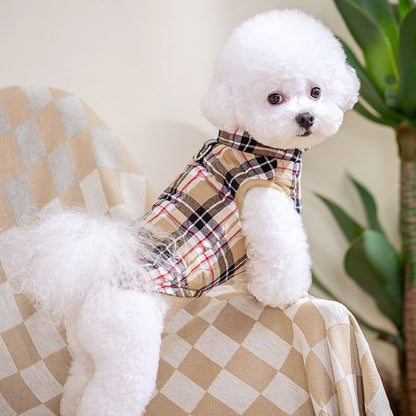 Winter Dog Clothes Heavy Cotton Jacket Plaid Zipper Down