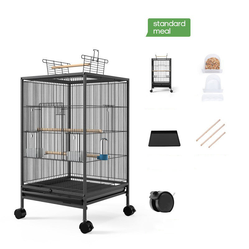 Bird Cage With Feeder Toy Grass Nest Breeding Box