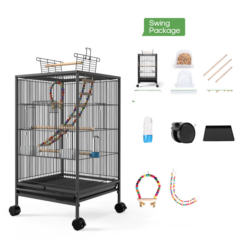 Bird Cage With Feeder Toy Grass Nest Breeding Box