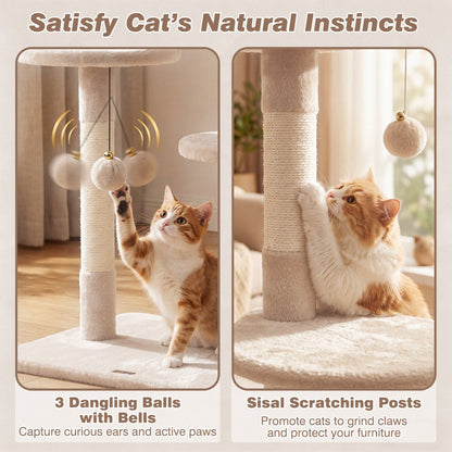 Floor-to-Ceiling Cat Tree with 6 Tiers and Hammock