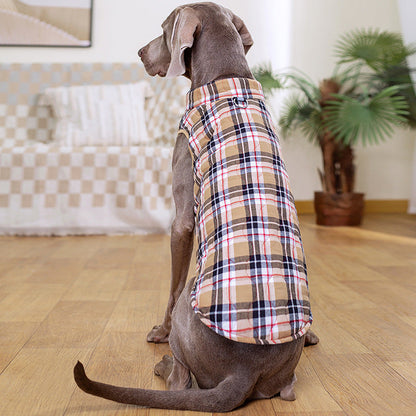 Winter Dog Clothes Heavy Cotton Jacket Plaid Zipper Down