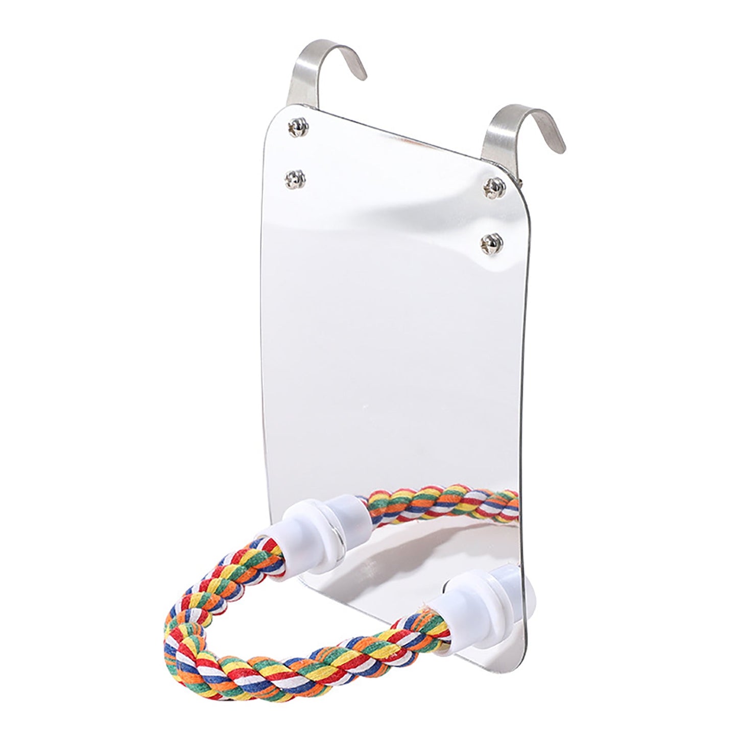 Parrot Toy Acrylic Mirror With Cotton Rope Station