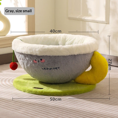 Sisal Rope Cat Scratcher Integrated With Coffee Cup Cat Bed