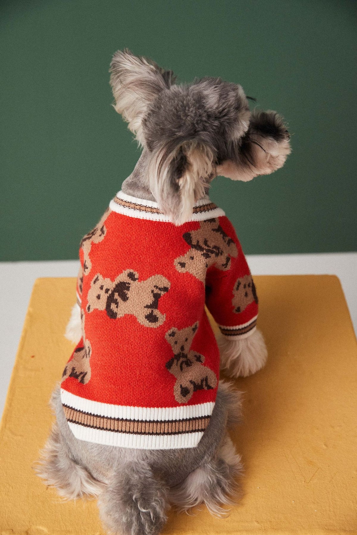 Sweater Preppy Style V-neck Winter Warm Clothes For Dogs Cats