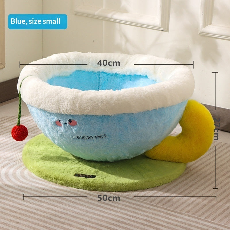 Sisal Rope Cat Scratcher Integrated With Coffee Cup Cat Bed