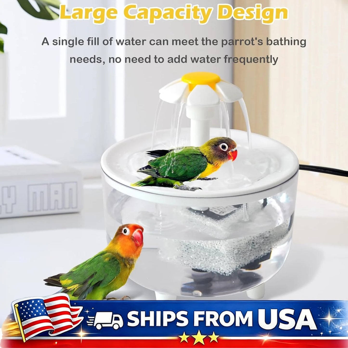 Indoor Bird Bath Fountain with Filter Pump