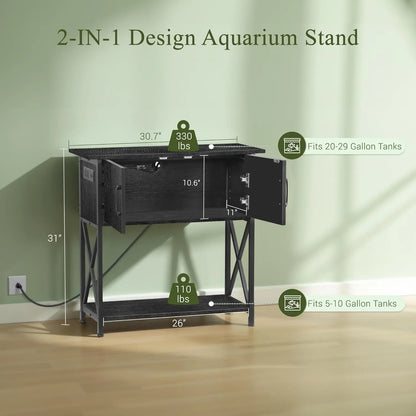 Fish Tank Stand with Cabinet for Storage, Metal