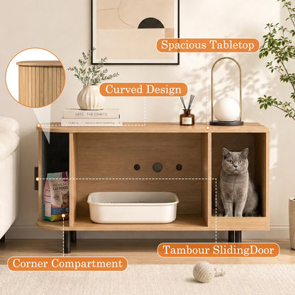Cat Wooden Furniture, Sliding door, Litter Box, Bed, Supplies