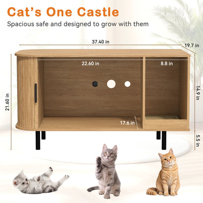 Cat Wooden Furniture, Sliding door, Litter Box, Bed, Supplies