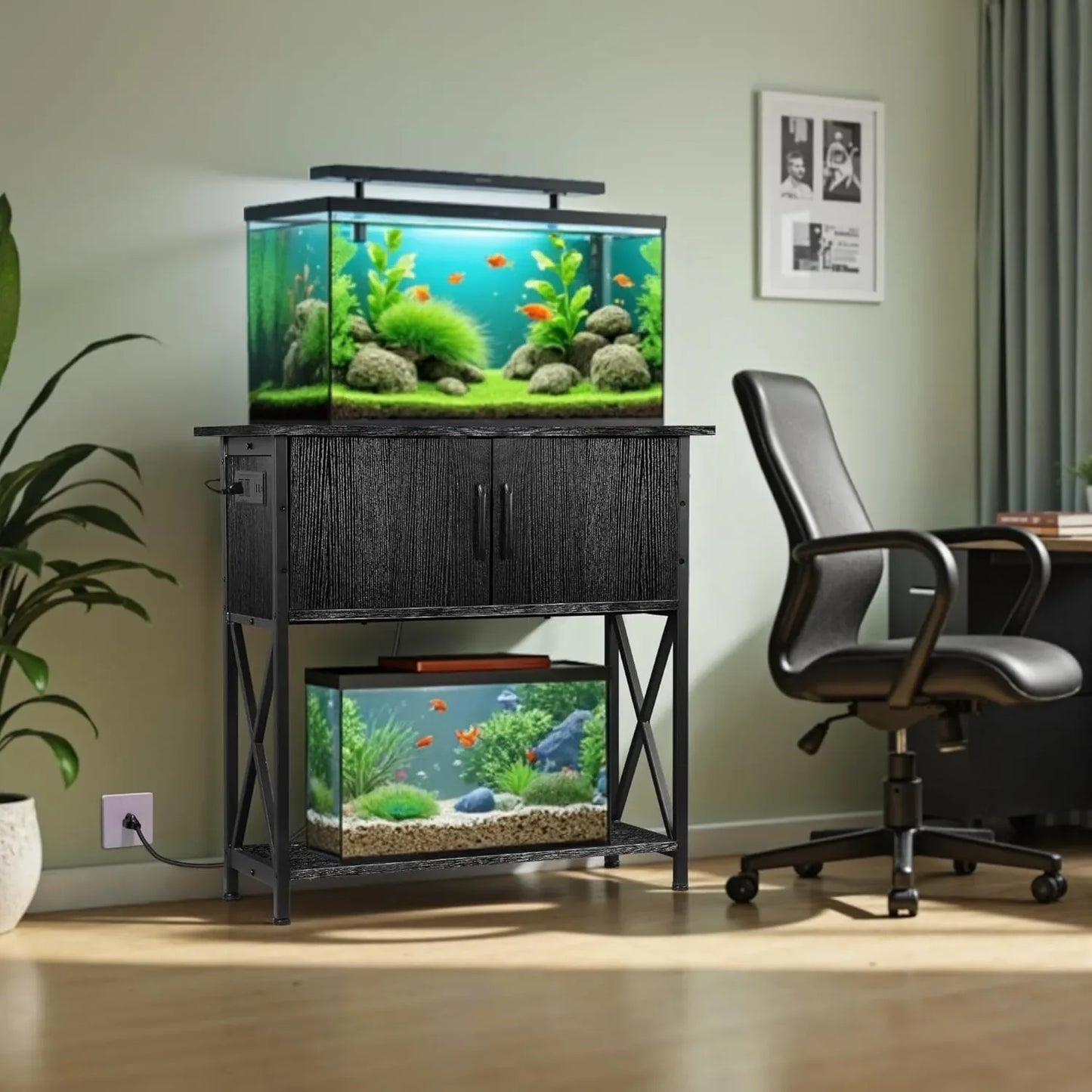 Fish Tank Stand with Cabinet for Storage, Metal