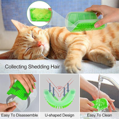 Corner Mounted Pet Grooming Massage Brush And Deshedder