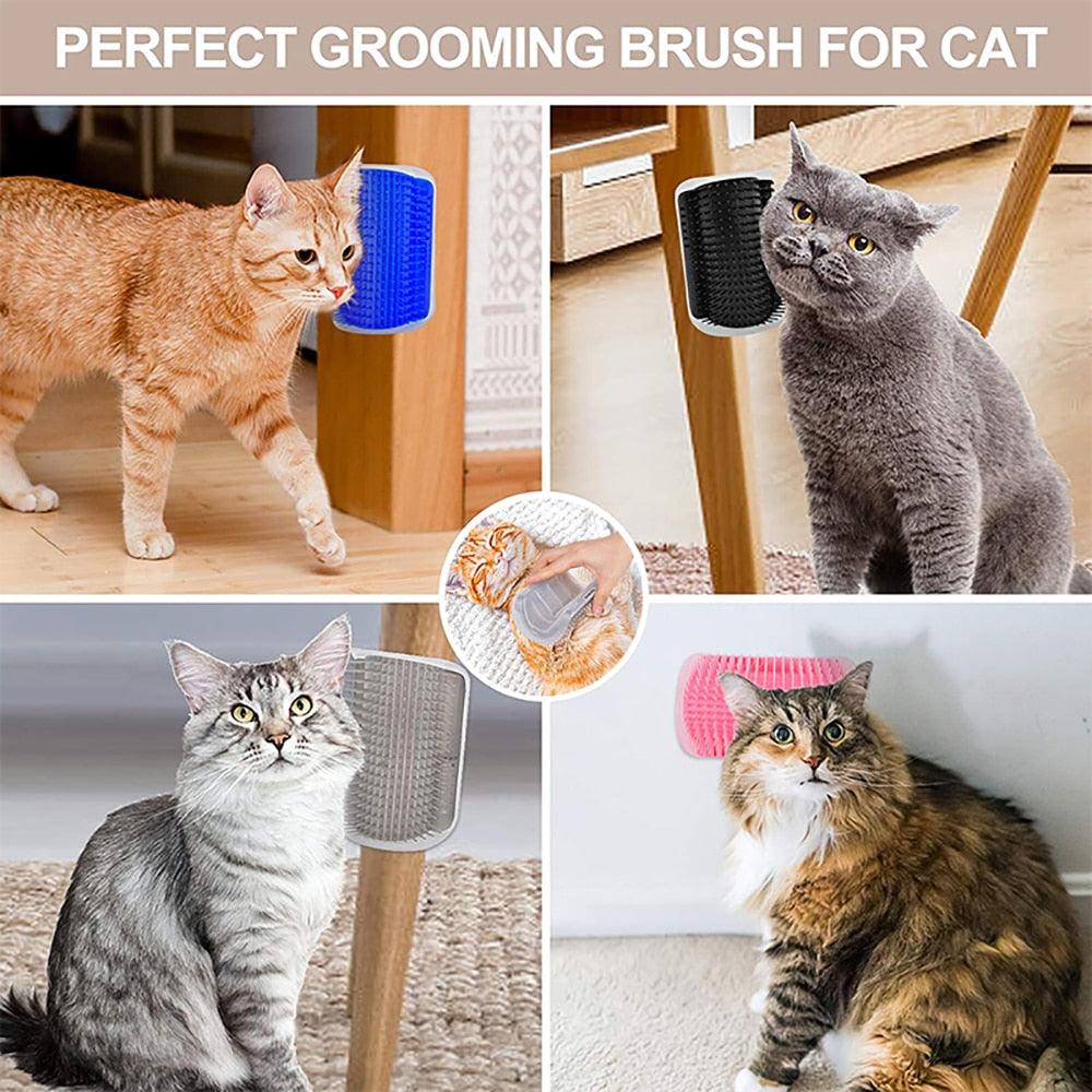 Corner Mounted Pet Grooming Massage Brush And Deshedder