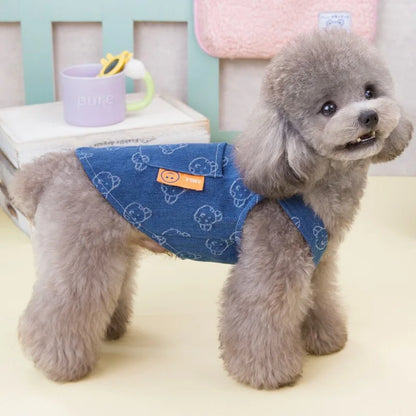 Dog Summer, Denim Dress or Vest with Leash D-ring