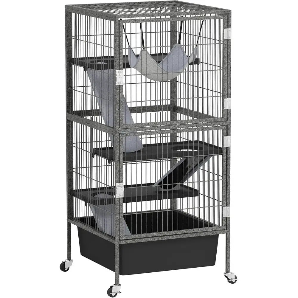 4-Tier Rolling Pet Cage for Small Animals