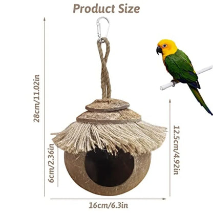Natural Coconut Fiber Hanging Birdhouse Cage,