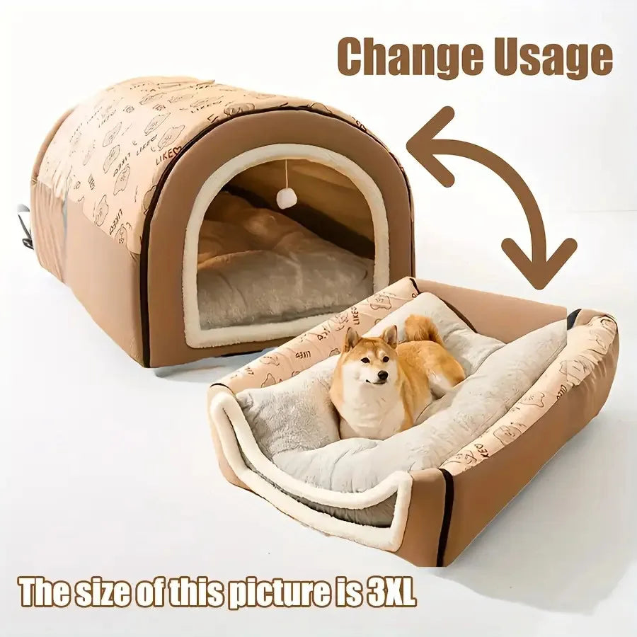 All-In-One Pet Shelter(Bed, House)with Hanging Play Ball
