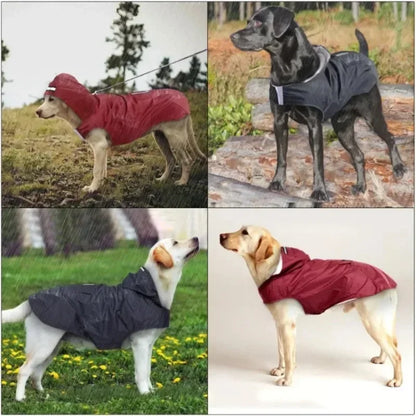 Dog Raincoat, Hooded Jacket, Reflective Stripe