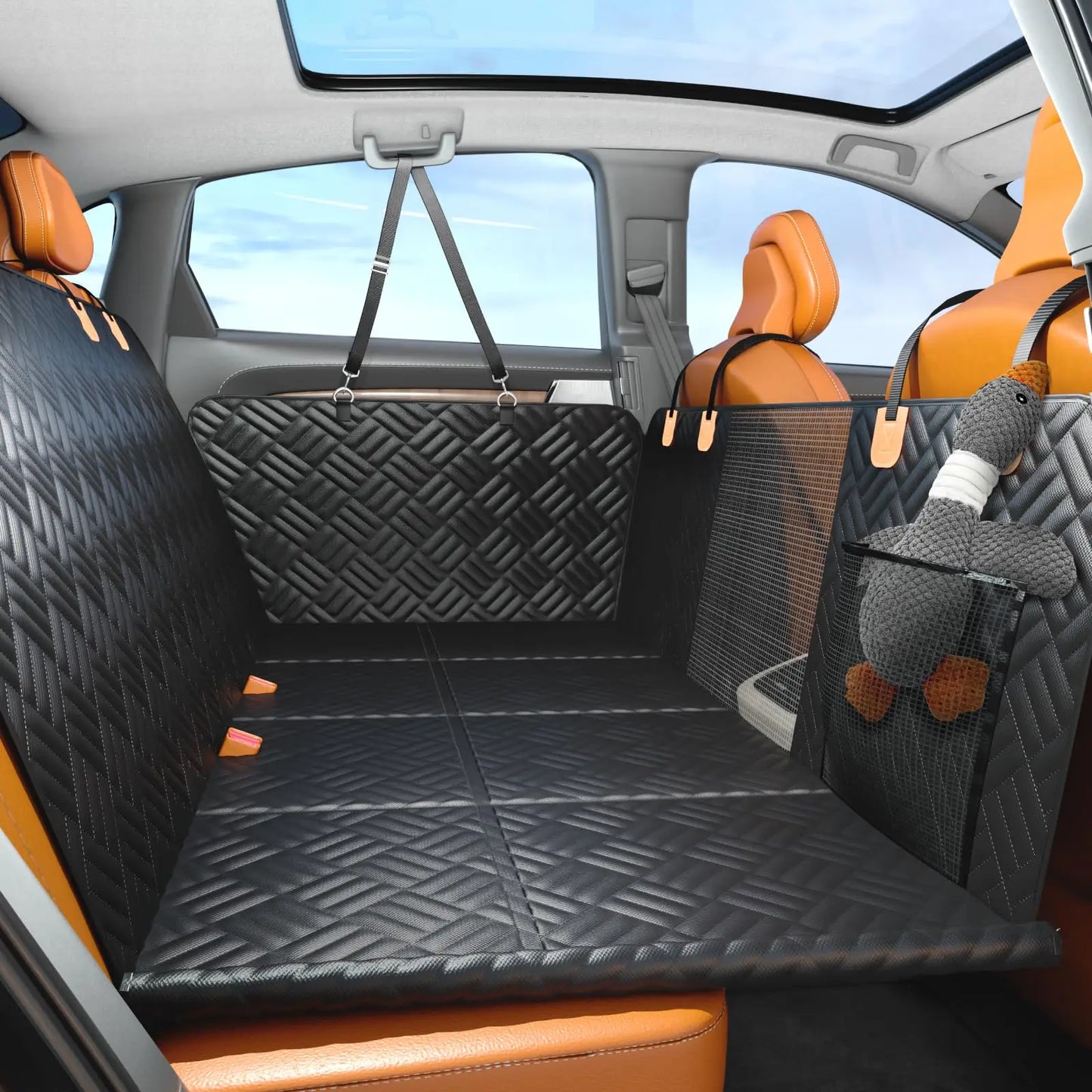 Dog Seat Cover, Hard Bottom, Rear Seat Extender, Heavy-Duty, Anti-Scratch