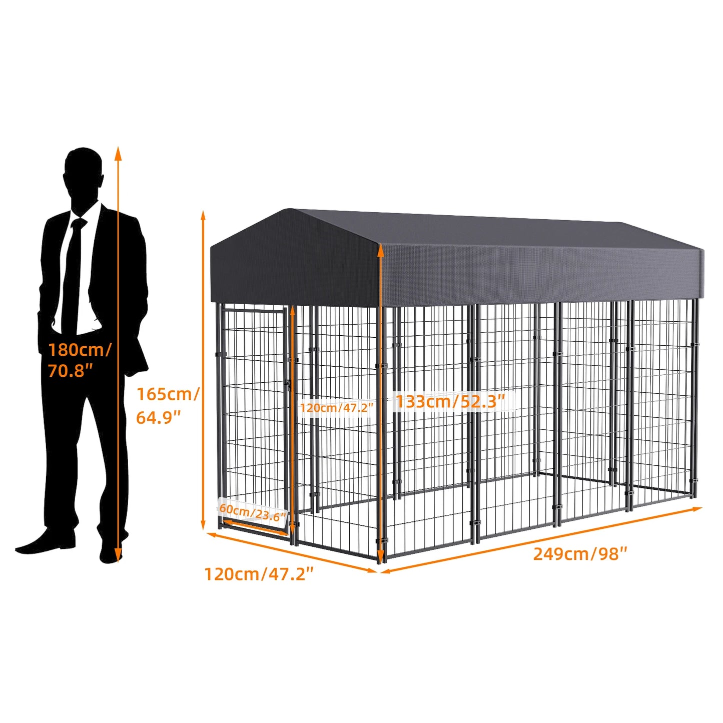 Large Dog Kennel Outdoor with Anti-UV Waterproof Cover