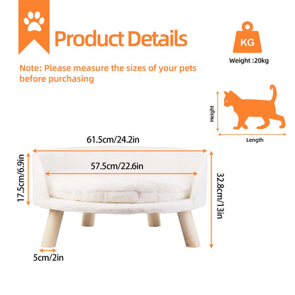 Pet Sofa Bed Raised, Removable Cushion