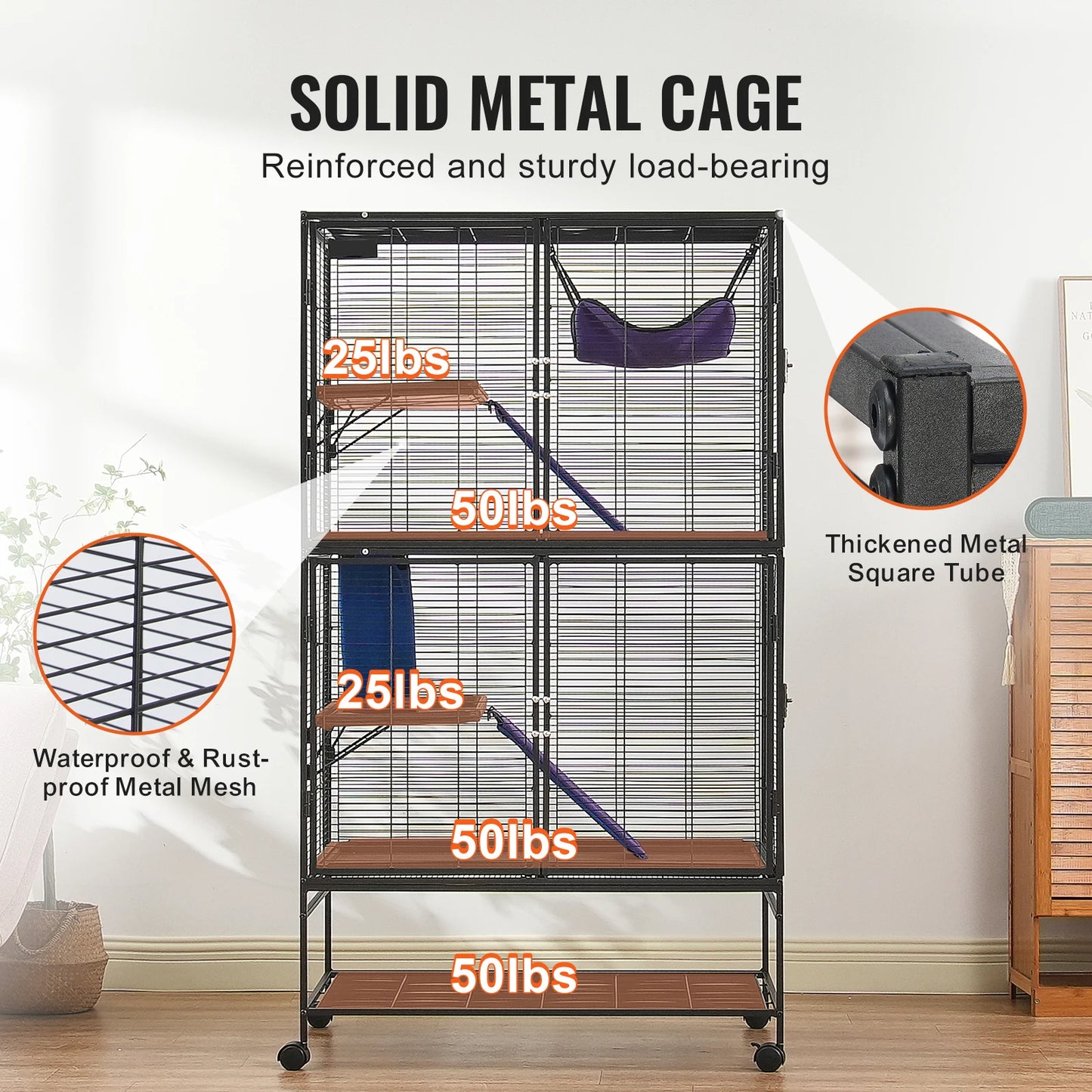 Rolling Metal Cage 4-Tier Small Animals